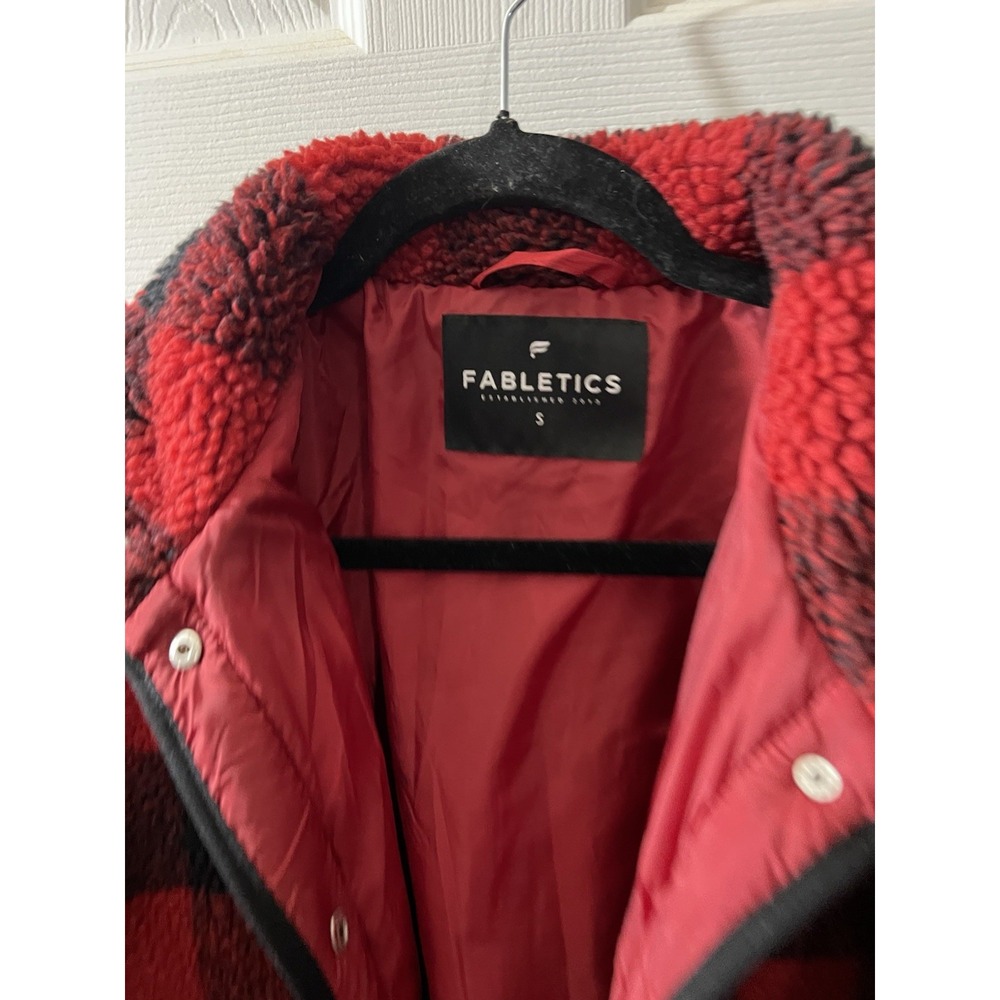Fabletics Red And Black Teddy Jacket - image 2
